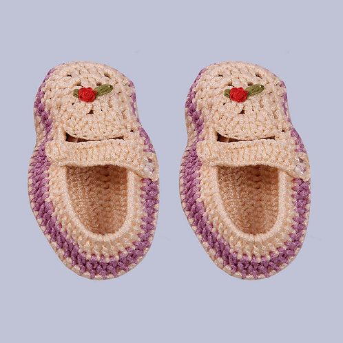 Peach Purple Crochet Baby Shoes