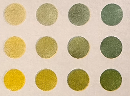 Rows of greenish yellow circles