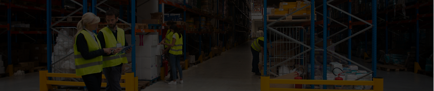 Warehouse Infrastructure Image: Modern warehouse shelving and storage systems illustrating warehouse simulation, lean flows