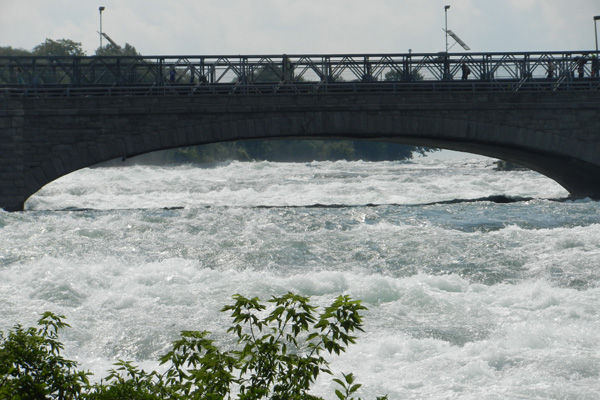 Vue sur la rivière au sommet des chutes côtés USA
