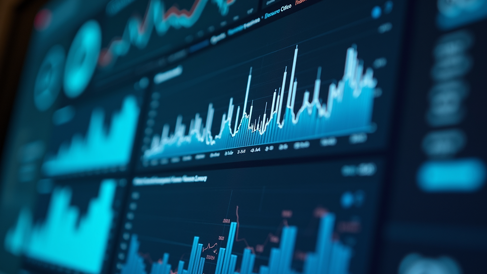 Close-up view of a digital dashboard showing process metrics and analytics