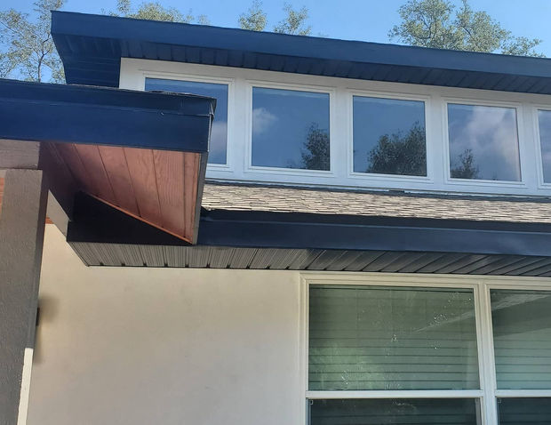 Black Aluminum vented Soffit and Aluminum Fascias