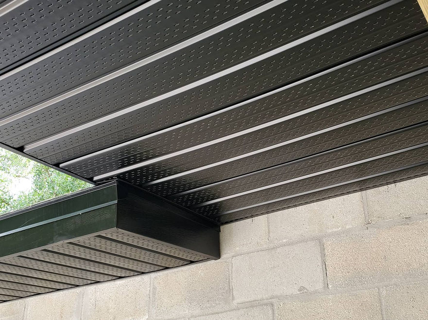 Black Aluminum vented Soffit and Aluminum Fascias