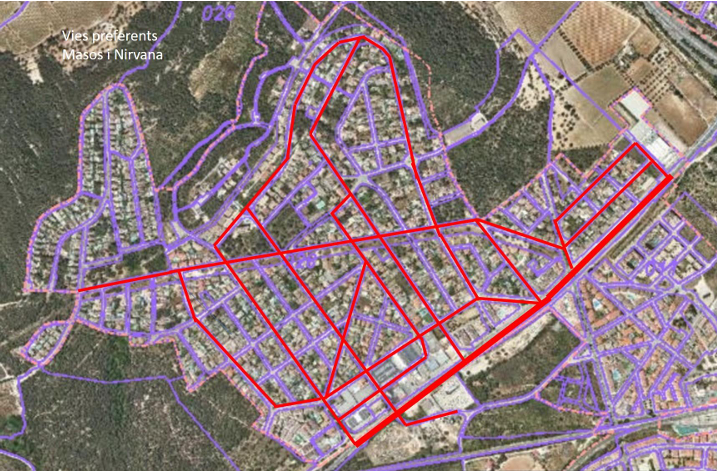 Mobilidad en el barrio del Masos i Nirvana