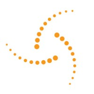 Abstract orange dotted spiral swirl on a white background
