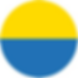 A simple circular icon split horizontally: yellow top half and blue bottom half on a white background.