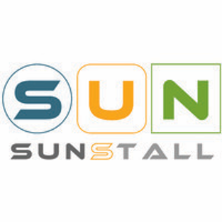 SUNSTALL logo with stylized S, U, and N in blue, orange, and green on a white background.