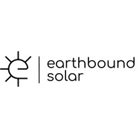 Earthbound solar logo with a simple black sun icon and lowercase text on a white background.
