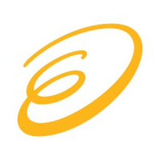 Orange abstract spiral oval logo on a white background.