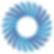 Blue spiral ring logo made of curved rays around a white center on a white background.