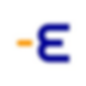 Orange dash beside a blue stylized E logo on a white background