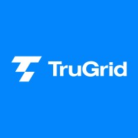 TruGrid logo in white on a bright blue background