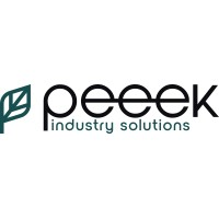 Peeek Industry Solutions logo with green leaf icon and black lowercase text on a white background.