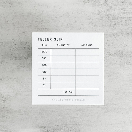 Teller Slips Notepad The Aesthetic Dollar