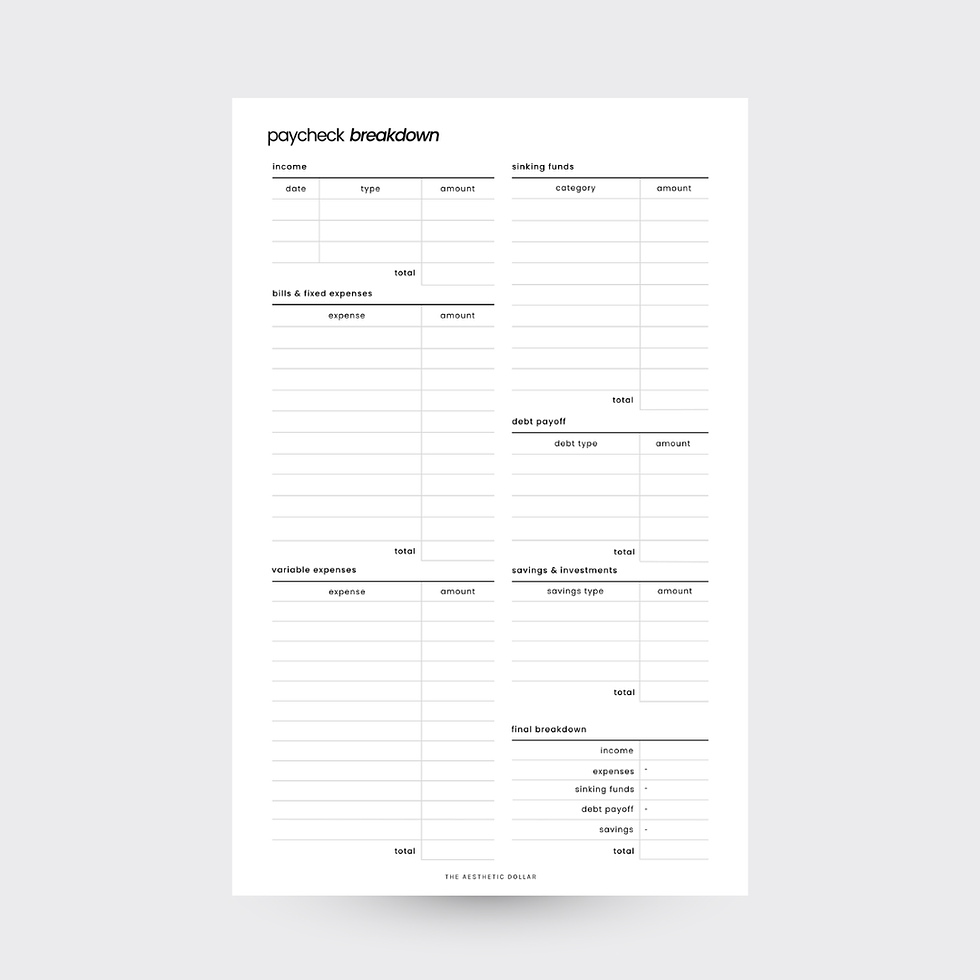 Paycheck Breakdown Notepad (Vol.2)