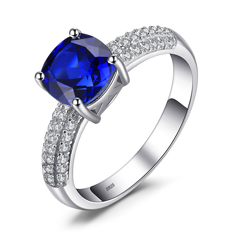 Thumbnail: JewelryPalace Green Simulated Nano Emerald Created Ruby Ring 925 Sterling Silver