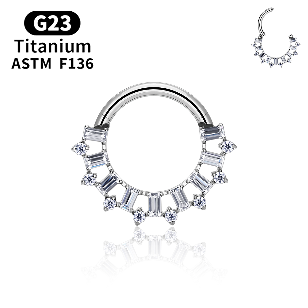 Thumbnail: New G23 Titanium Ear Helix Piercing CZ Water droplets fan-haped Earring Cartilag