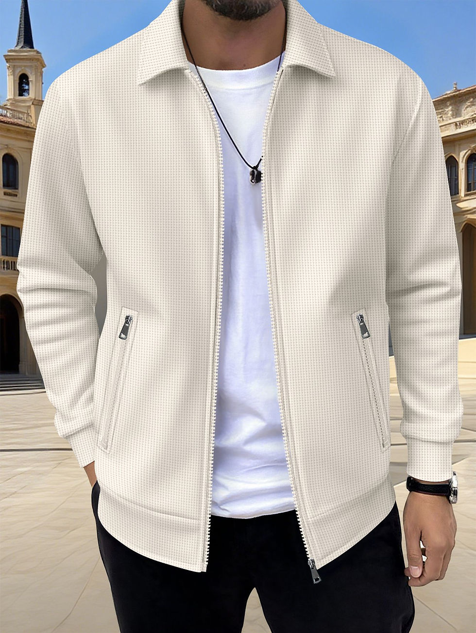 Miniatura: 2025 New Casual Men's Winter New Solid Color Pocket Zipper Long-sleeved Jacket J
