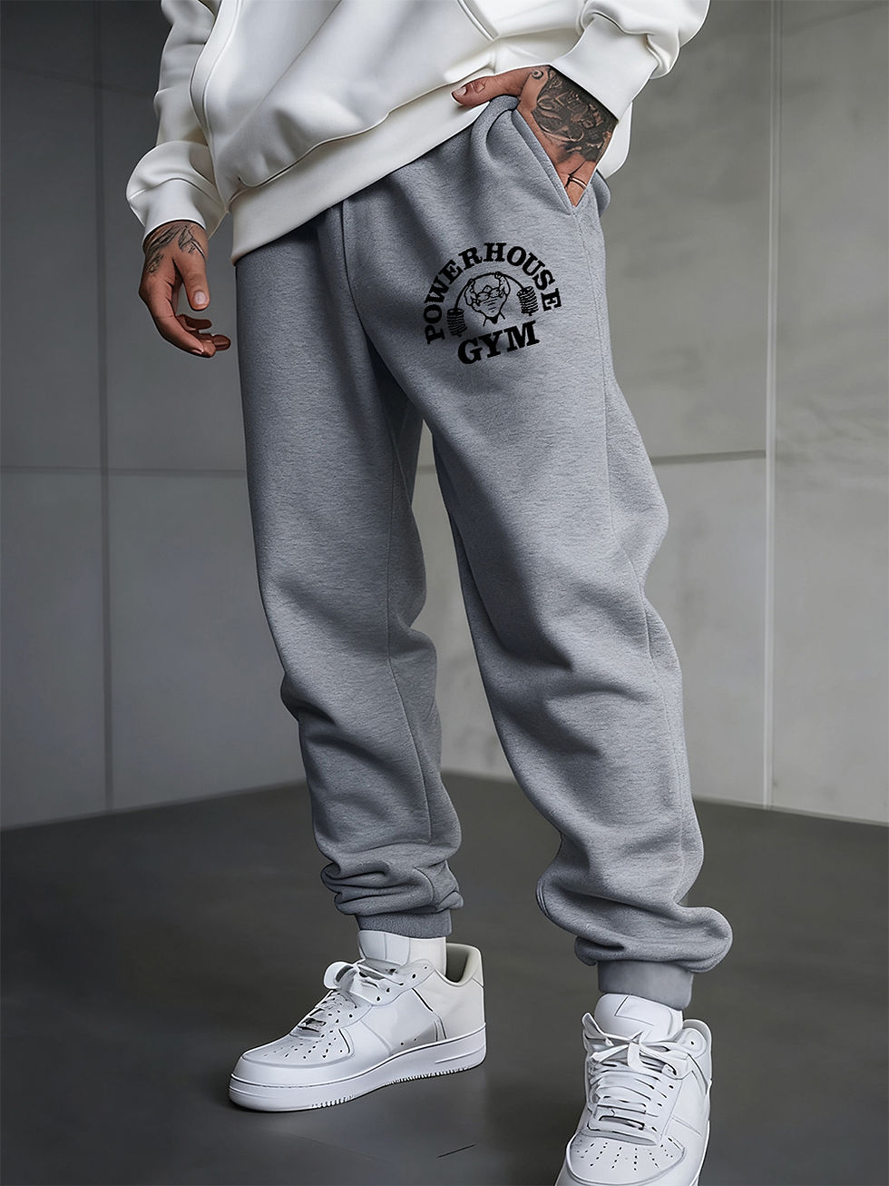 Miniatura: Powerhouse Gym Letter Printed Sweatpants Men'S Basics Trousers Elastic Waist Loo