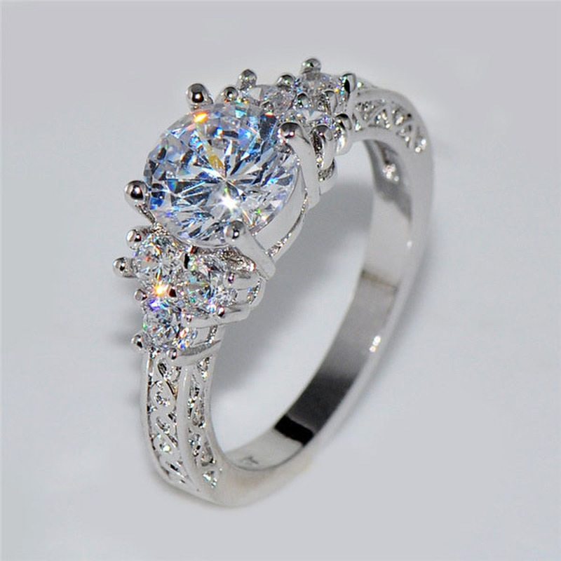 Exquisite Fashion Silver Color Engagement Rings for Women Fashion White Zircon S