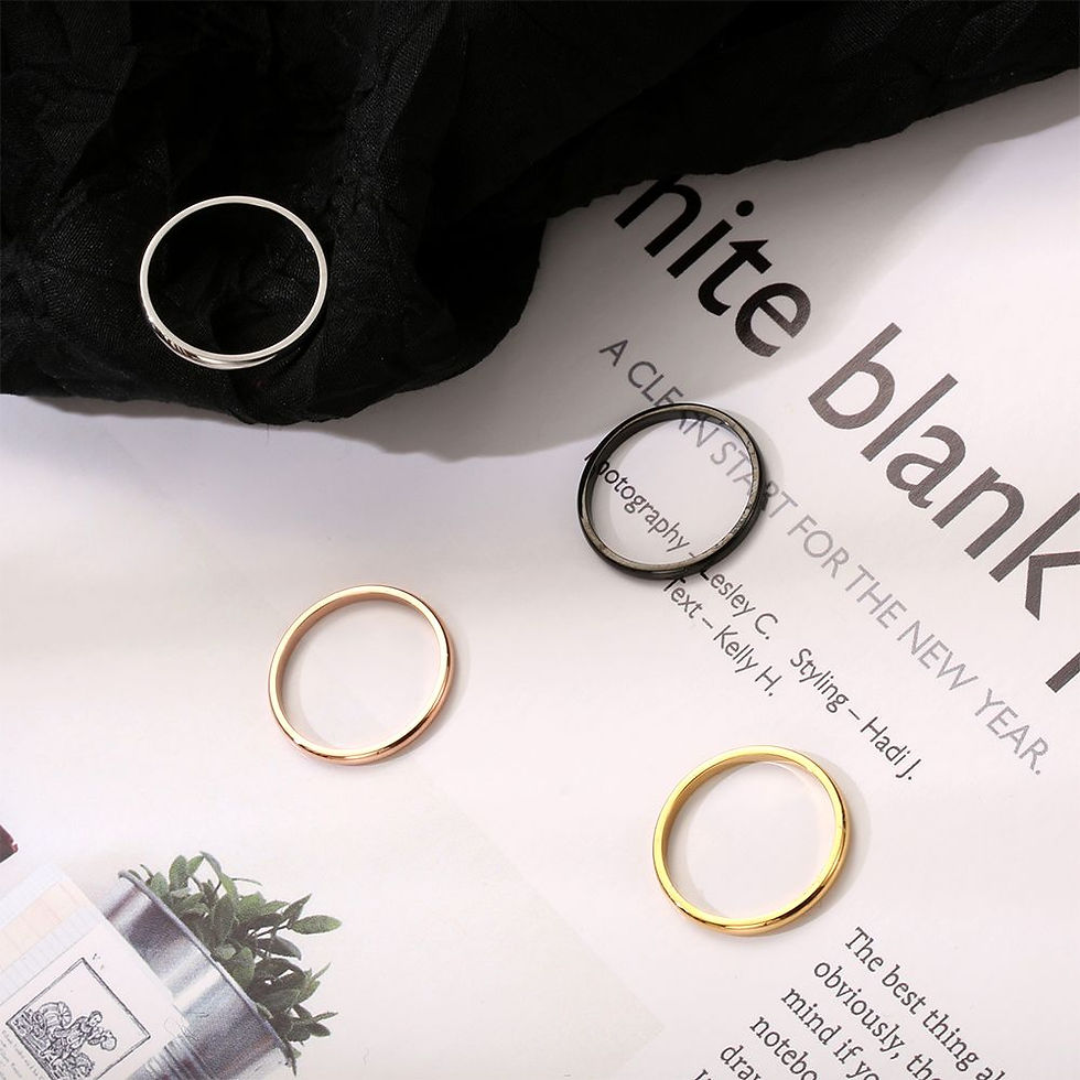 Miniatura: 2mm Simple Silver/Gold Thin Stackable Ring Stainless Steel Finger Knuckle Ring f