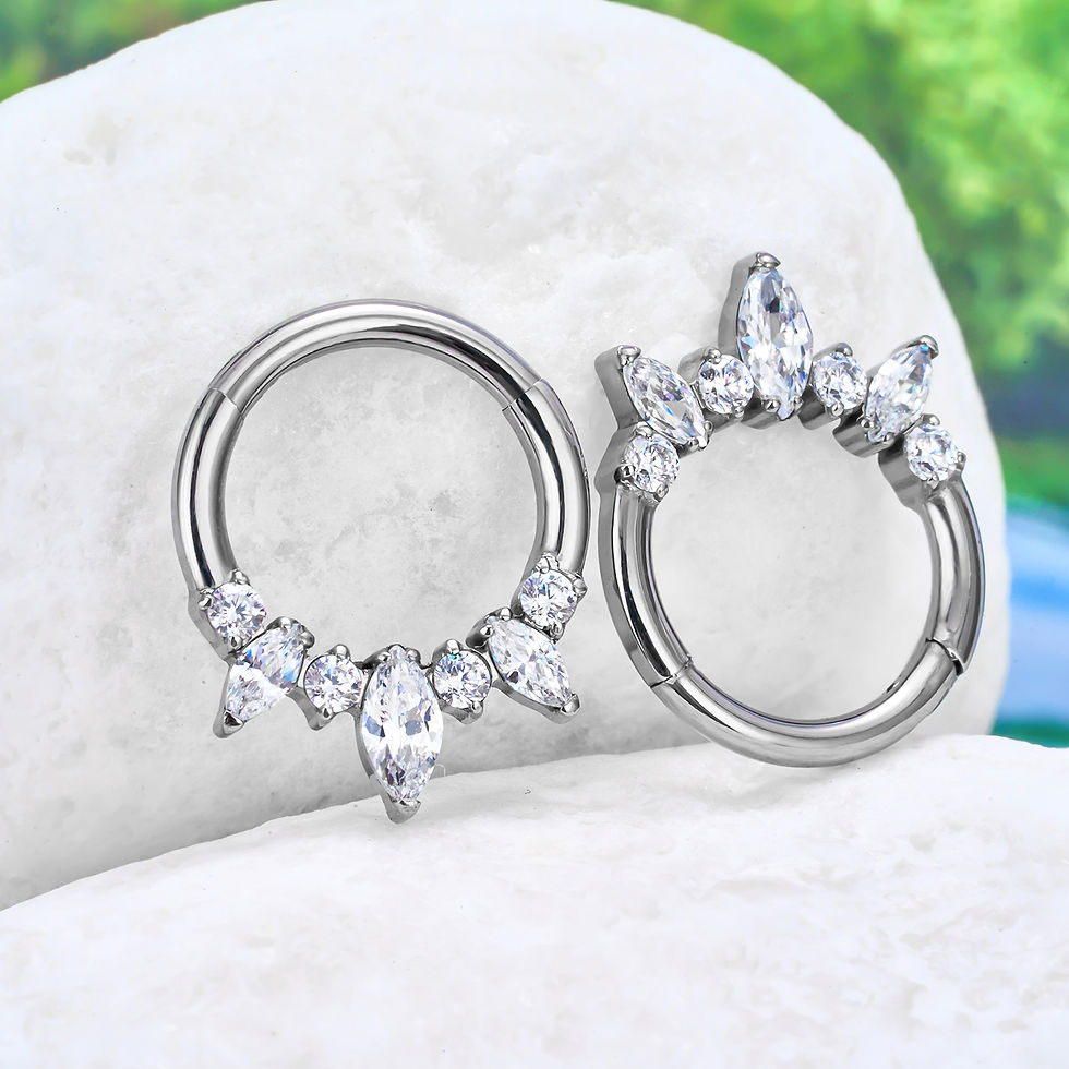 Miniatura: New G23 Titanium Ear Helix Piercing CZ Water droplets fan-haped Earring Cartilag