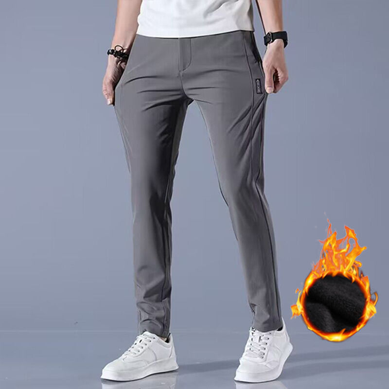 Miniatura: 2024Winter velvet Casual Pants Men Thick Business Stretch Slim Elastic Waist Jog