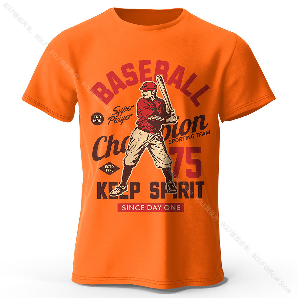 Miniatura: Men's Baseball Keep Spirit Printed T-Shirt 100% Cotton Oversized Street Graphic 