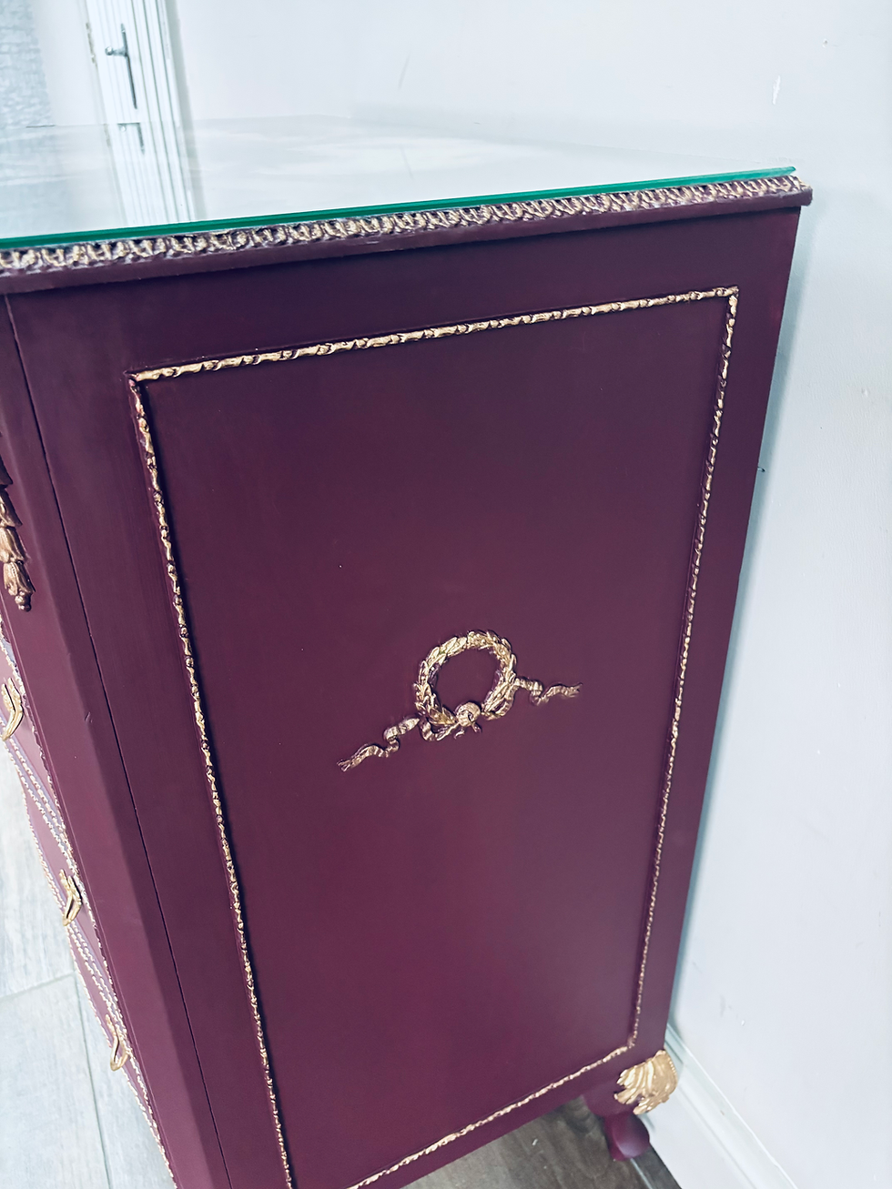 Thumbnail: French Louis Chest of Drawers in Baroque Burgundy