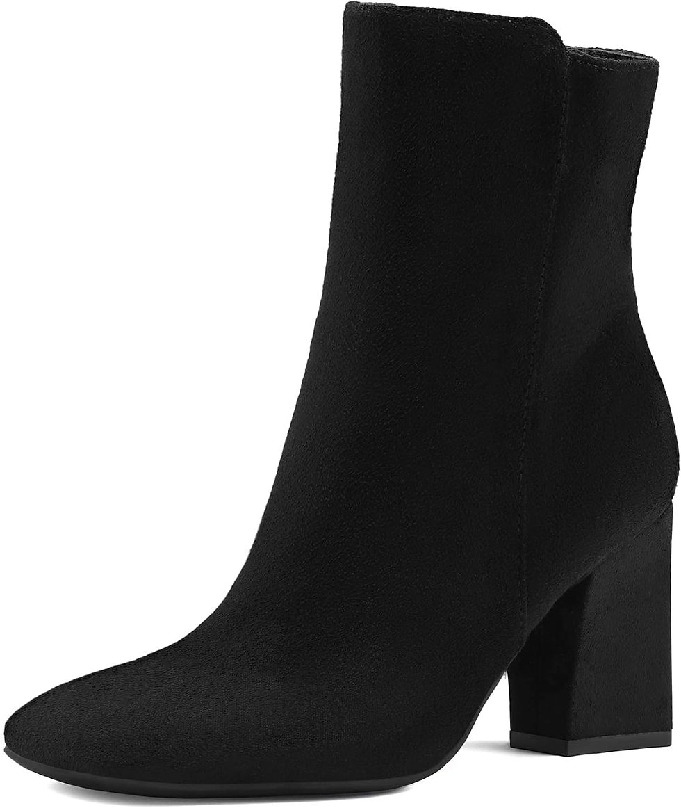 Thumbnail: mysoft Women's GoGo Ankle Boots Square Toe Side Zipper Chunky Block Heel Mid Ca
