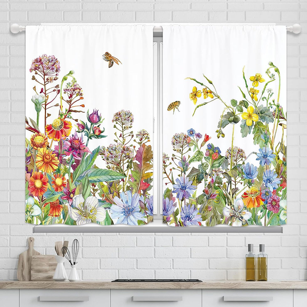 Thumbnail: Light Purple Eucalyptus Kitchen Curtains, Lavender Lilac Violet Wisteria Floral