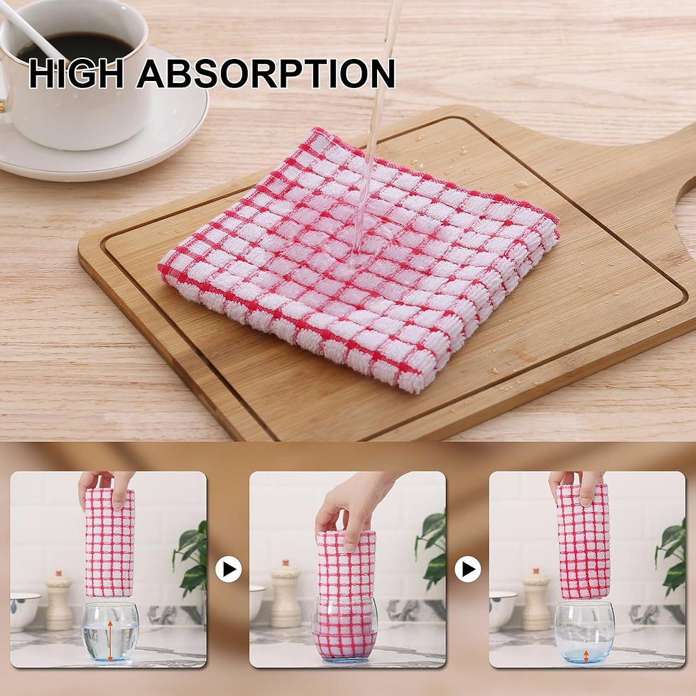Миниатюра: Kitinjoy Cotton 8 Pack Terry Kitchen Dish Cloths, 12 x 12 Inches Super Soft and