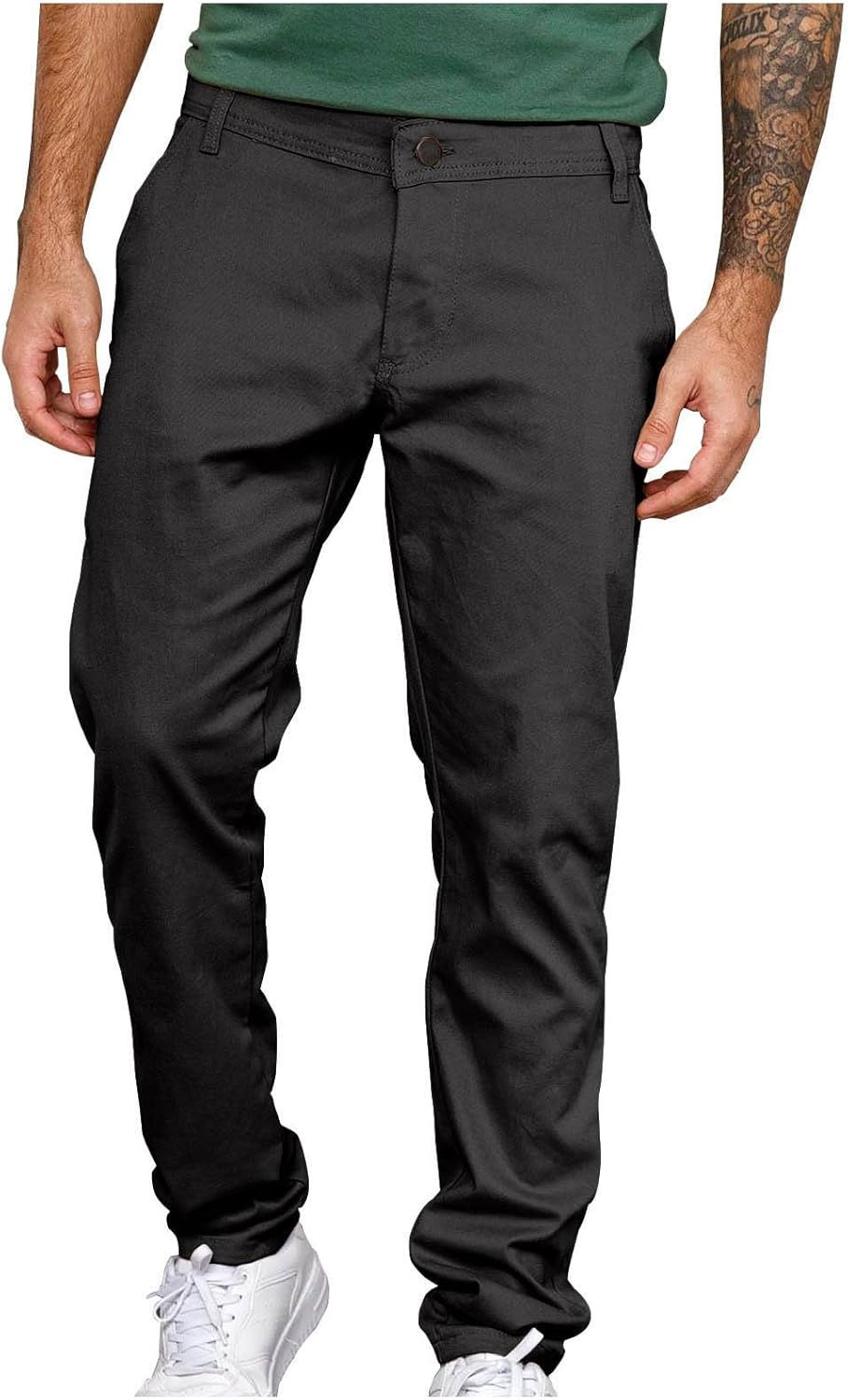 Thumbnail: Work Pants for Men Casual Flat Front Dress Pants Straight Fit Men Office Busine
