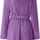 Thumbnail: Womens Fuzzy Robe Mid Length Bathrobe Belted Soft Bath Robes Plush Kimono Robe 