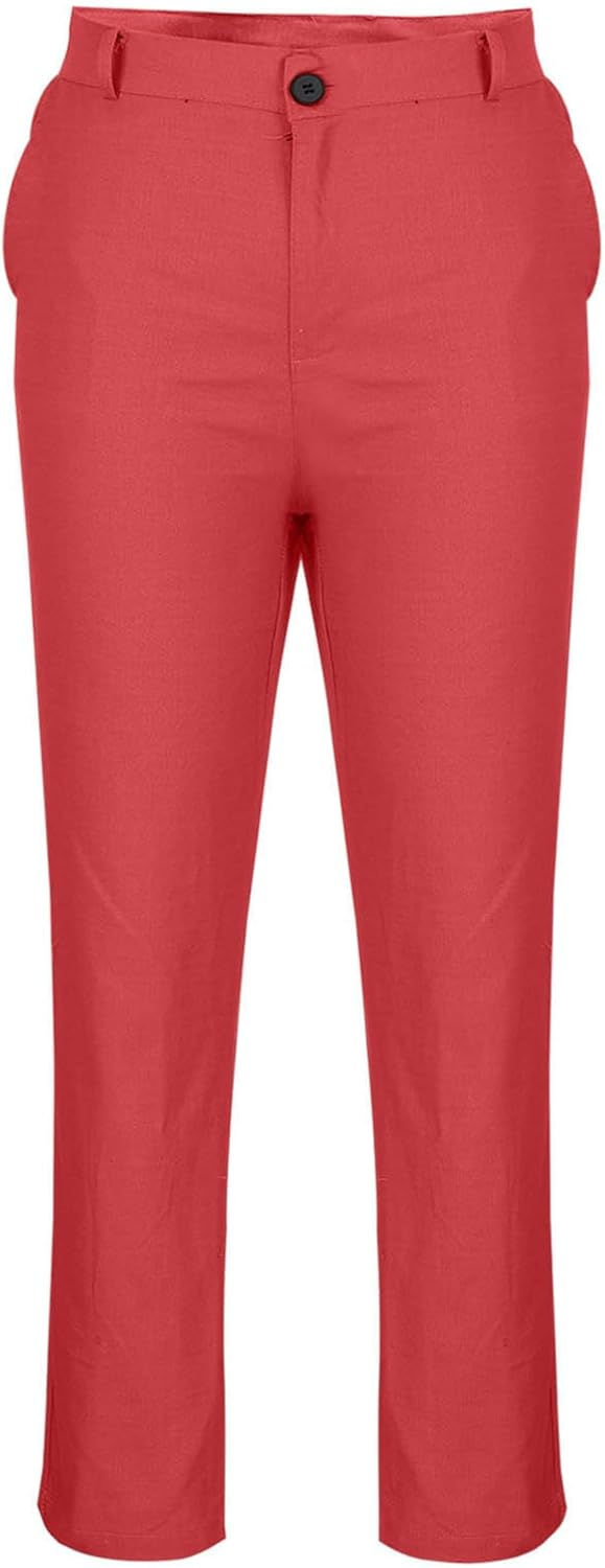 الصورة المصغرة: Work Pants for Men Casual Flat Front Dress Pants Straight Fit Men Office Busine