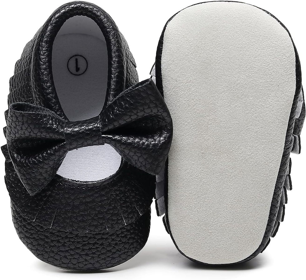 Miniaturbild: Bebila Double Bow Fringe Baby Moccasins - Soft Sole Baby Shoes Girls Toddler Cr