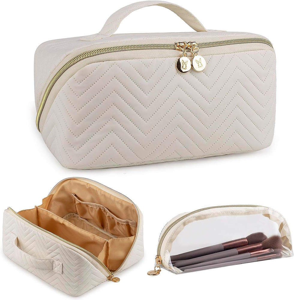 الصورة المصغرة: Makeup Bag Cosmetic Bag, Large Capacity Travel Makeup Bag for Women with Portab