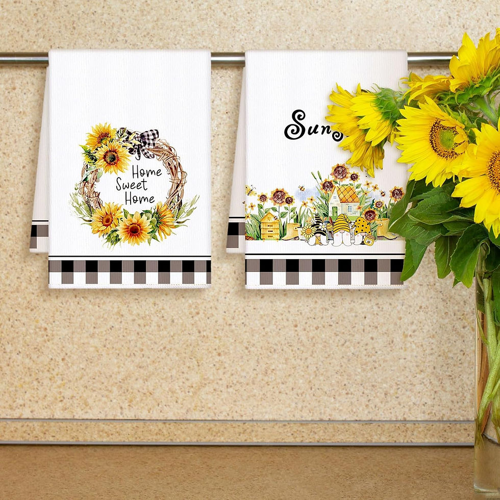 Thumbnail: Bencailor 4 Pcs Sunflower Kitchen Towels Summer Sea Beach Flower Floral Cow Kit