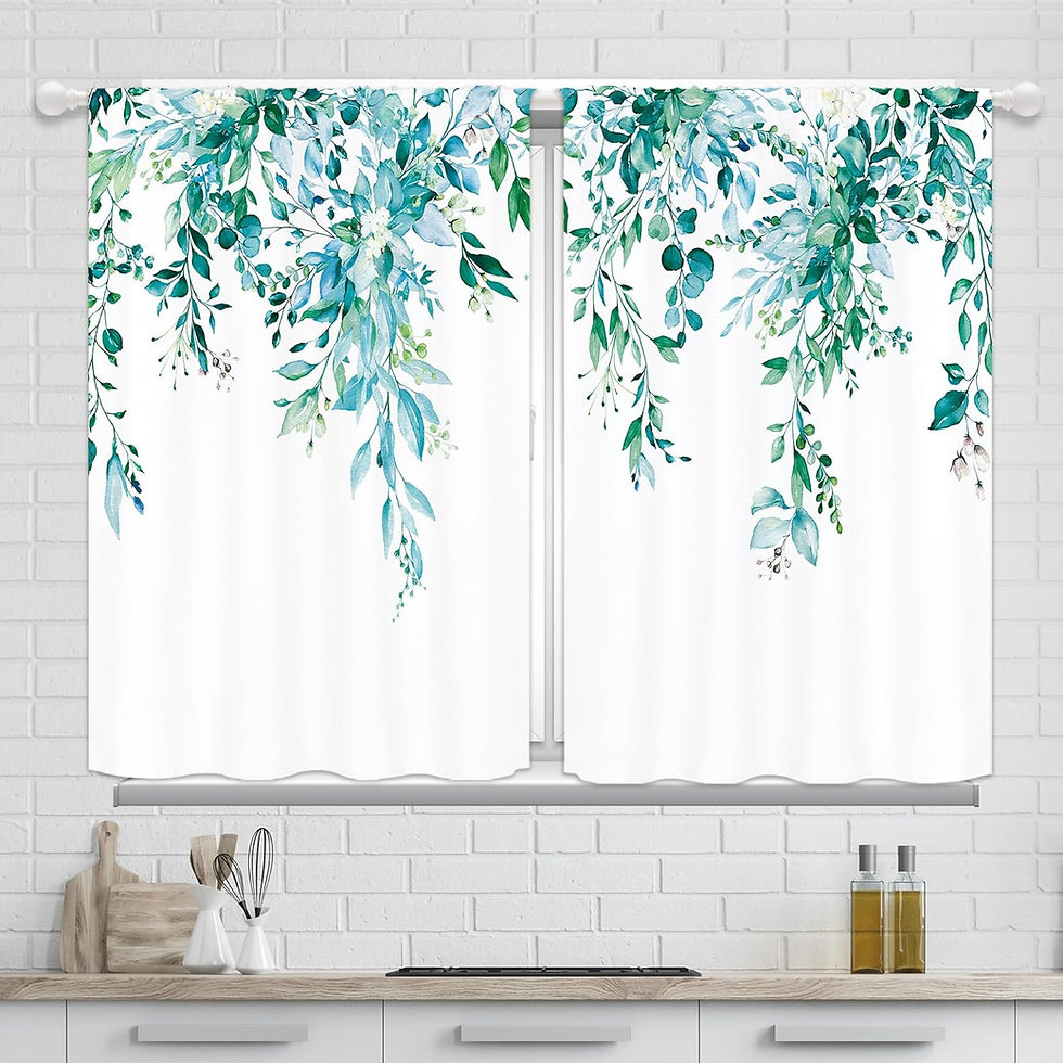 Thumbnail: Light Purple Eucalyptus Kitchen Curtains, Lavender Lilac Violet Wisteria Floral