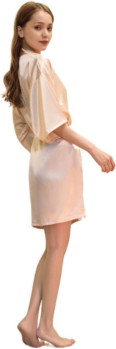 Thumbnail: CuteOn Kids Girl's Satin Silky Kimono Robe for Spa Wedding Birthday Party Gifts