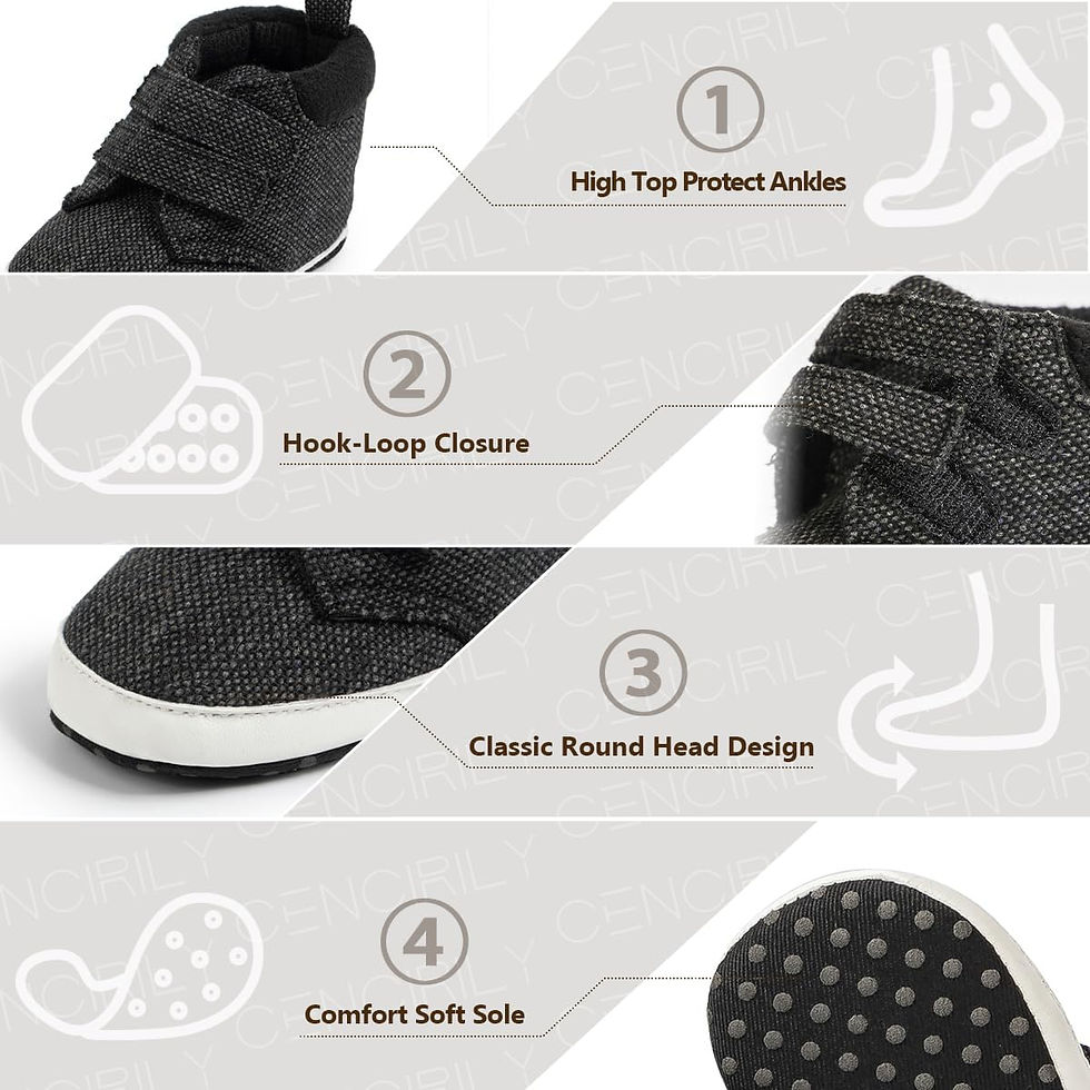 Thumbnail: CENCIRILY Baby Boys Girls High Top Sneakers Soft Soles Anti Skid Infant Ankle S