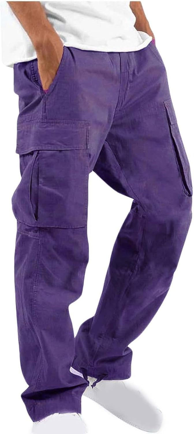 Thumbnail: Cargo Pants for Men Big and Tall Baggy Sweatpants Drawstring Elastic Waist Pant