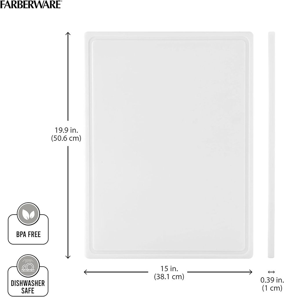 Thumbnail: Farberware Large Cutting Board, Dishwasher- Safe Plastic Chopping Board for Kit