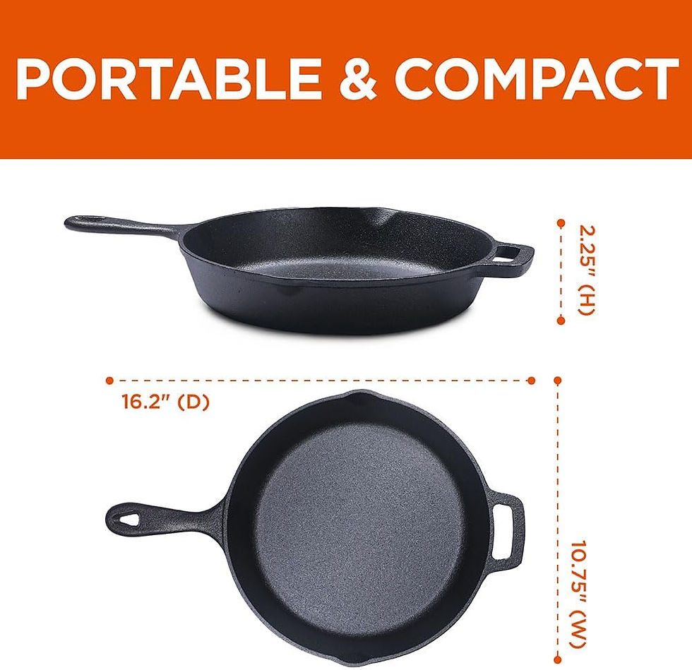 الصورة المصغرة: Commercial CHEF 6.5 Inch Cast Iron Skillet, Black
