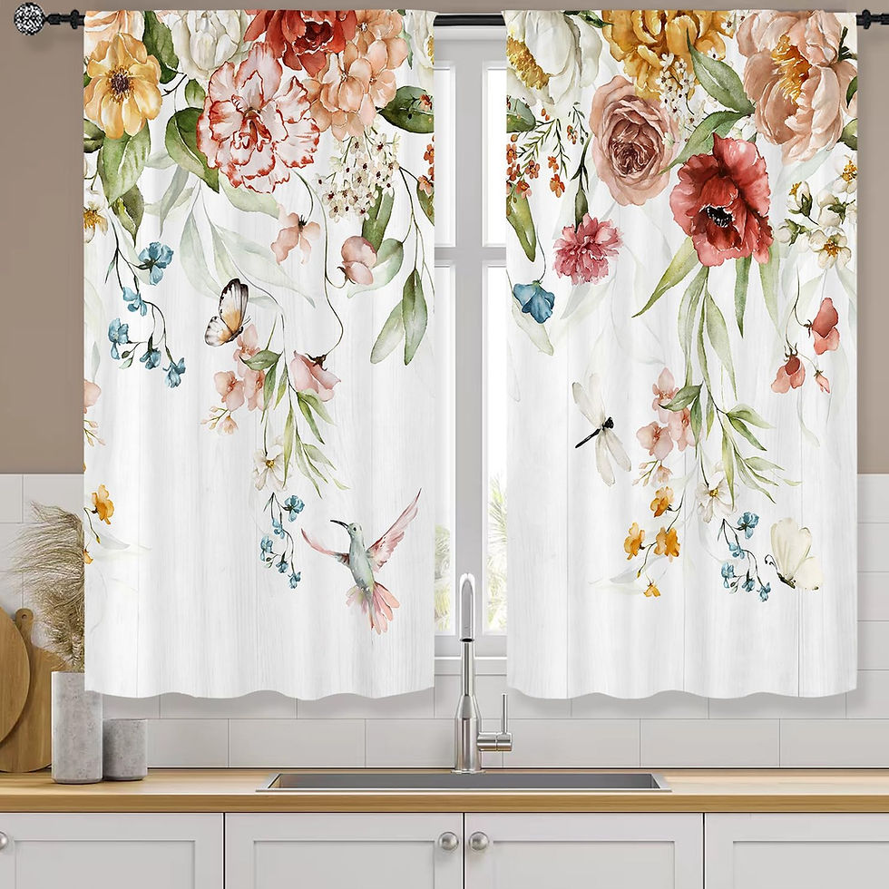 Thumbnail: Purple Butterfly Kitchen Curtains Rod Pocket Farmhouse Floral Lavender Lilac Sp
