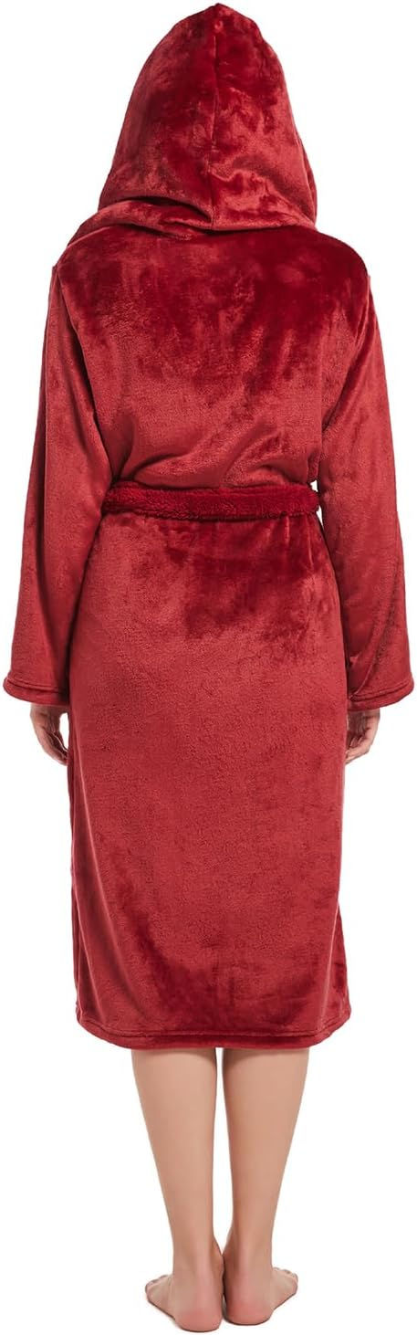 Thumbnail: Womens Hooded Robe,Plush Fleece Soft Robe for Women,Cozy Warm Bathrobe,Spa robe
