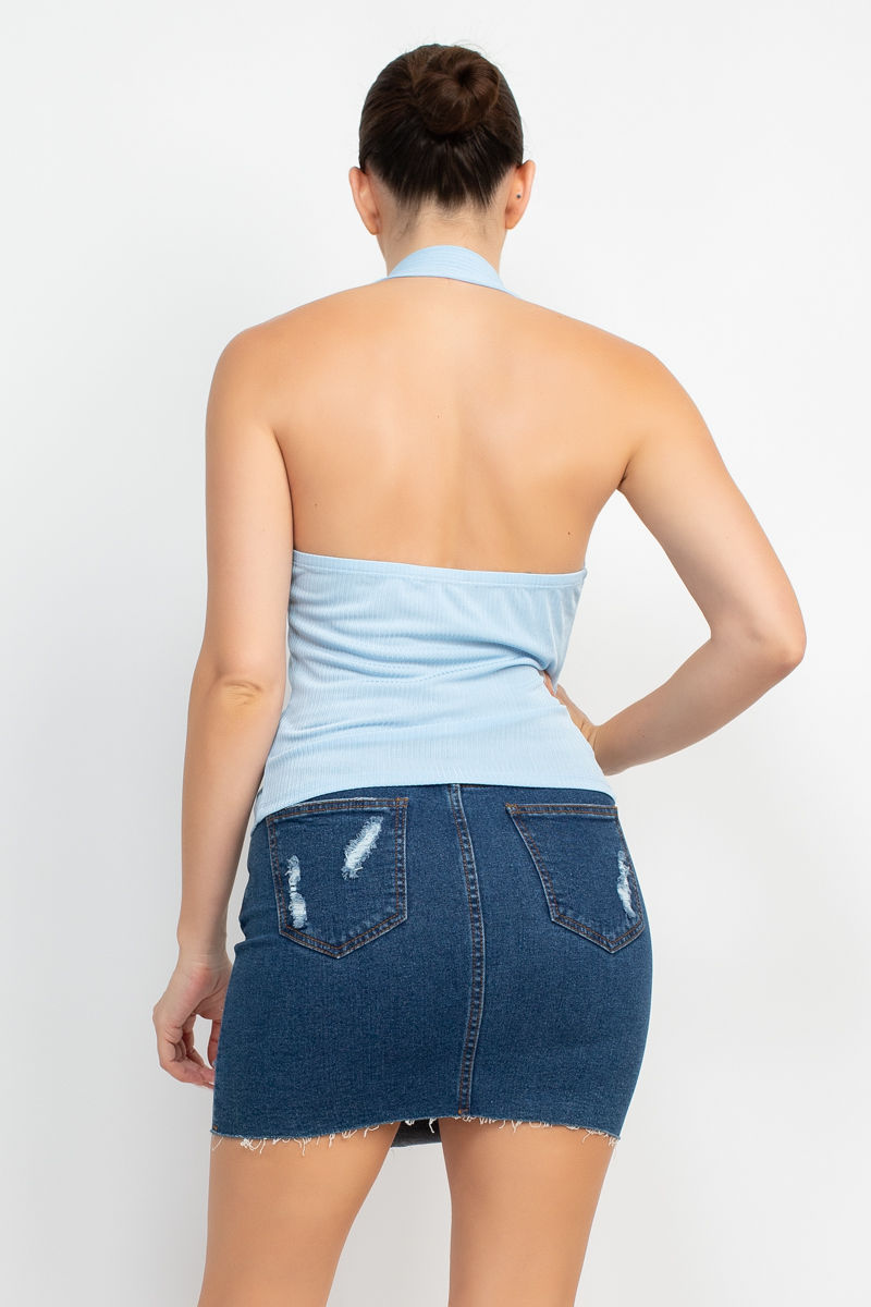 Thumbnail: Collared Halter Open Back Top