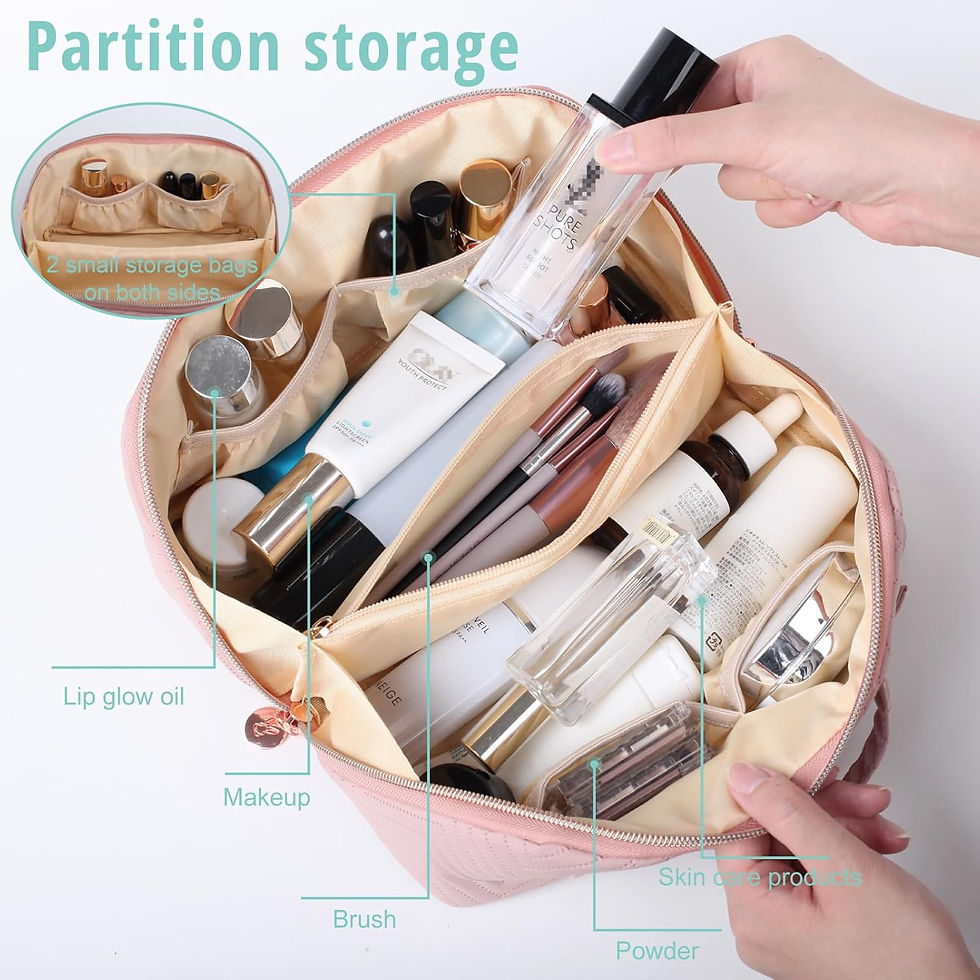 Thumbnail: Makeup Bag Cosmetic Bag, Large Capacity Travel Makeup Bag for Women with Portab