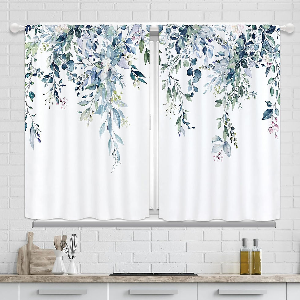Thumbnail: Light Purple Eucalyptus Kitchen Curtains, Lavender Lilac Violet Wisteria Floral