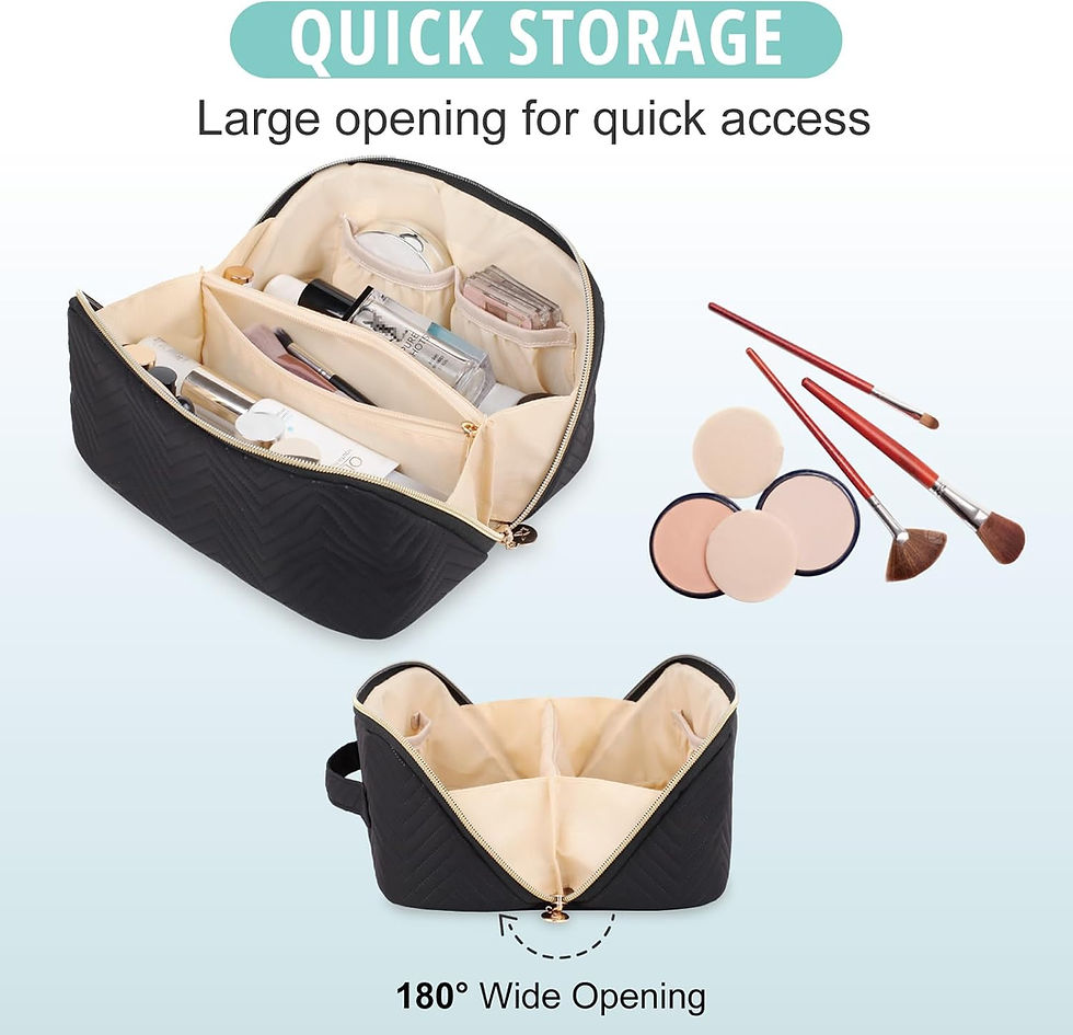 الصورة المصغرة: Makeup Bag Cosmetic Bag, Large Capacity Travel Makeup Bag for Women with Portab